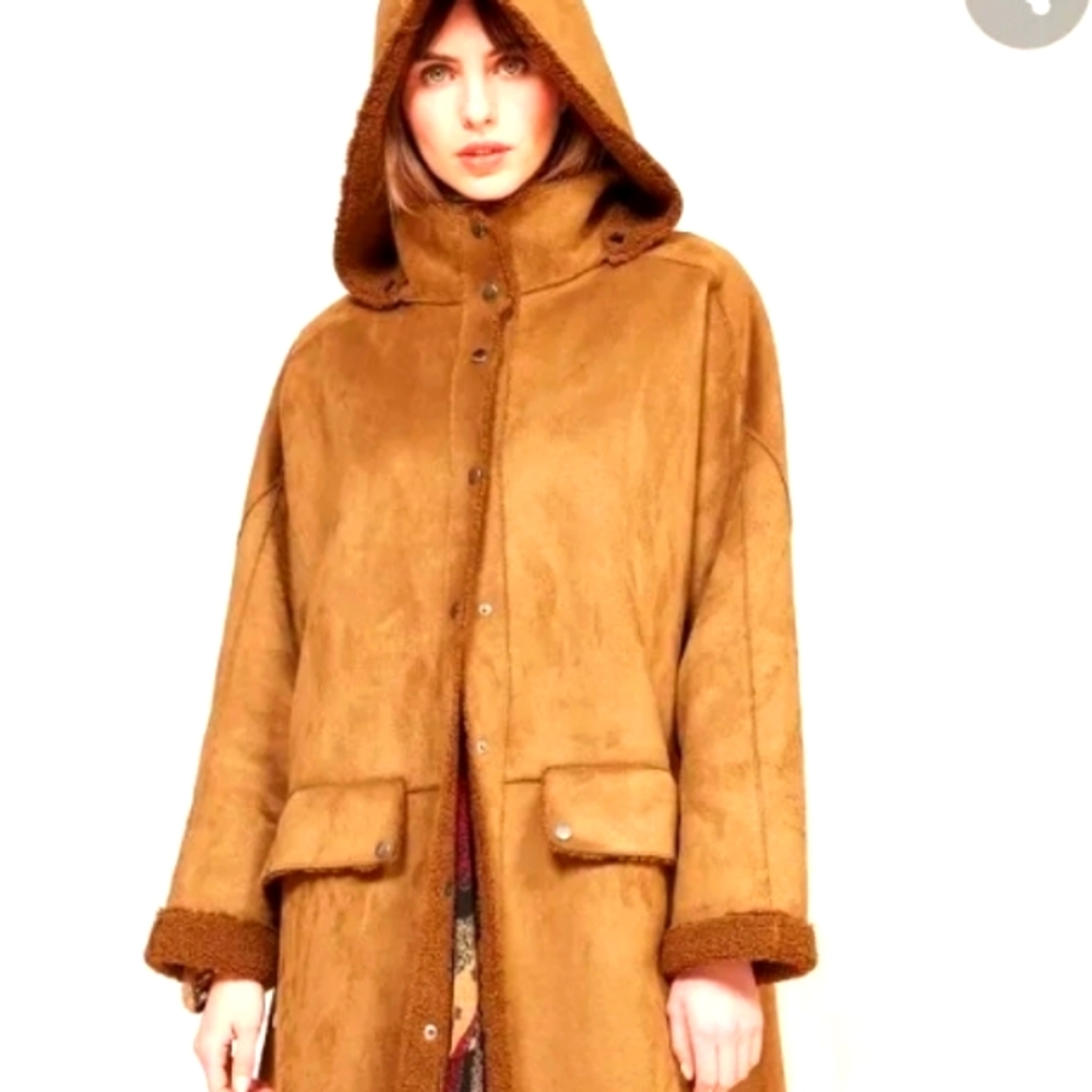 Des Memsoilles Guevara Khaki Suede Coat Sz 2